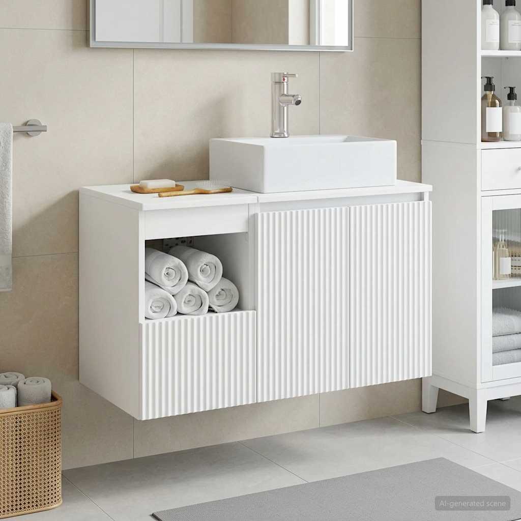 Bathroom Furniture Set 2 pcs White Engineered Wood