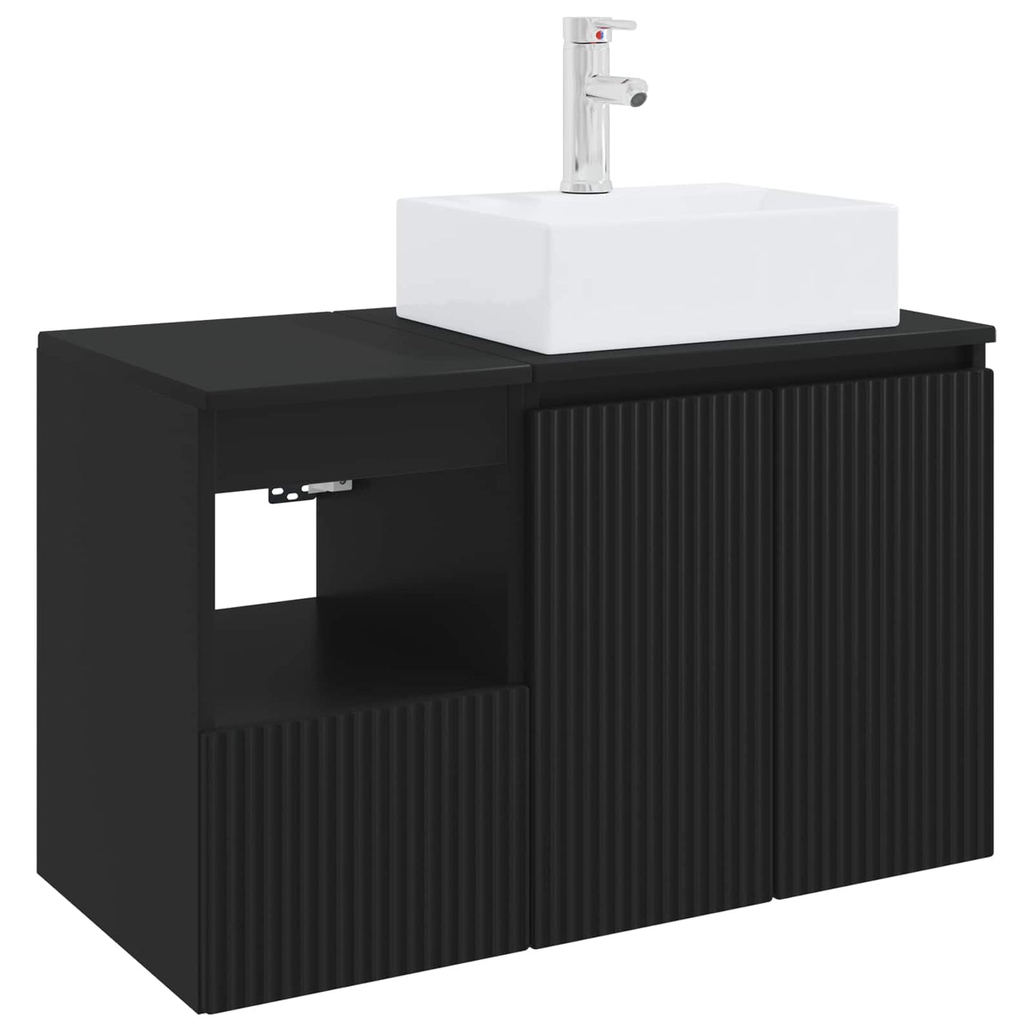 Bathroom Furniture Set 2 pcs Black Engineered Wood
