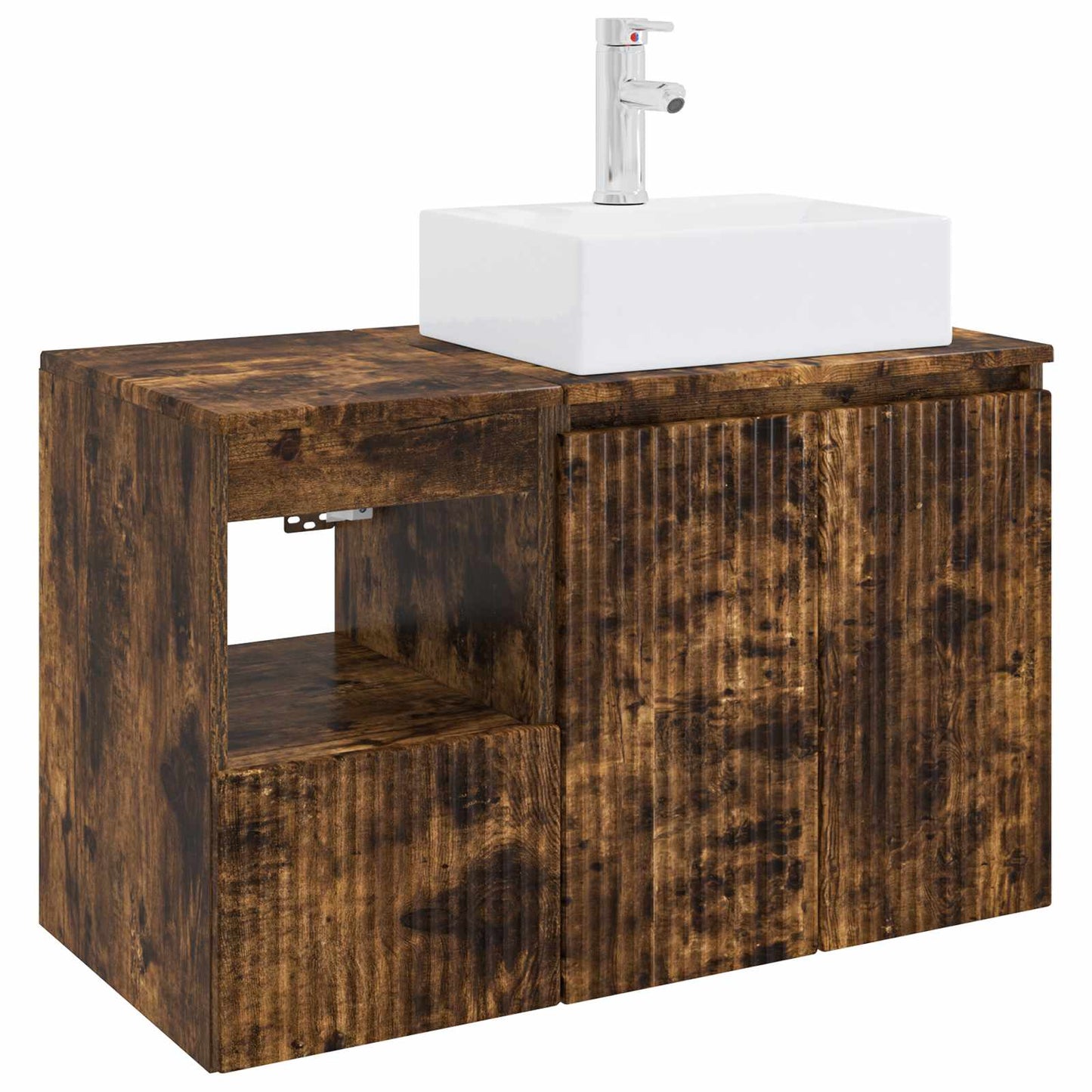 Bathroom Furniture Set 2 pcs Smoked Oak Engineered Wood