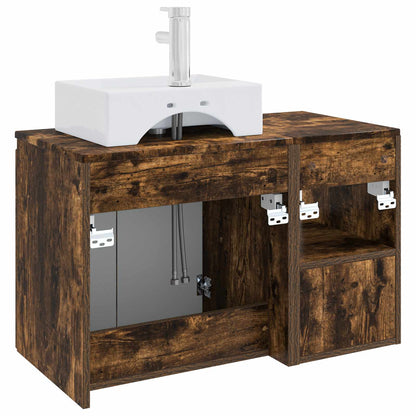 Bathroom Furniture Set 2 pcs Smoked Oak Engineered Wood