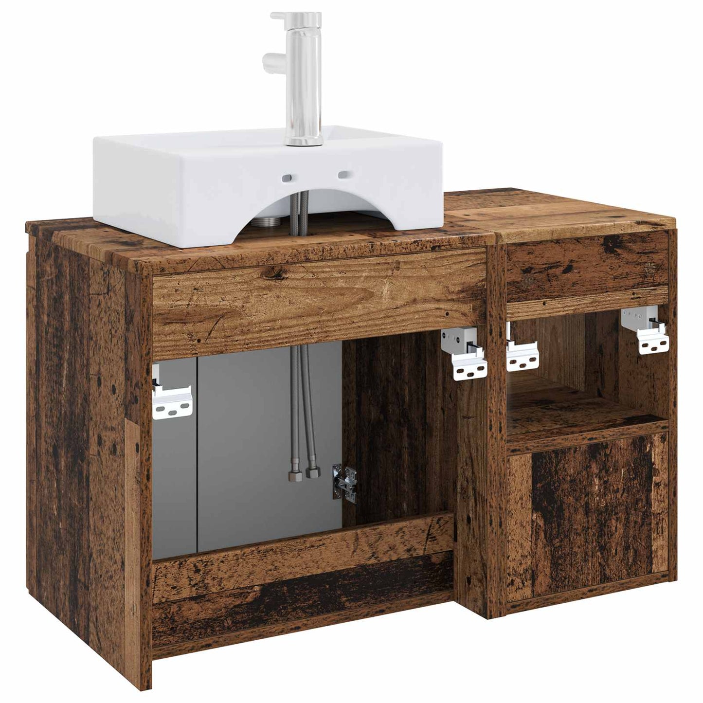 Bathroom Furniture Set 2 pcs Old Wood Engineered Wood