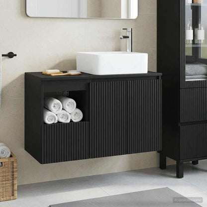 Bathroom Furniture Set 2 pcs Black Engineered Wood