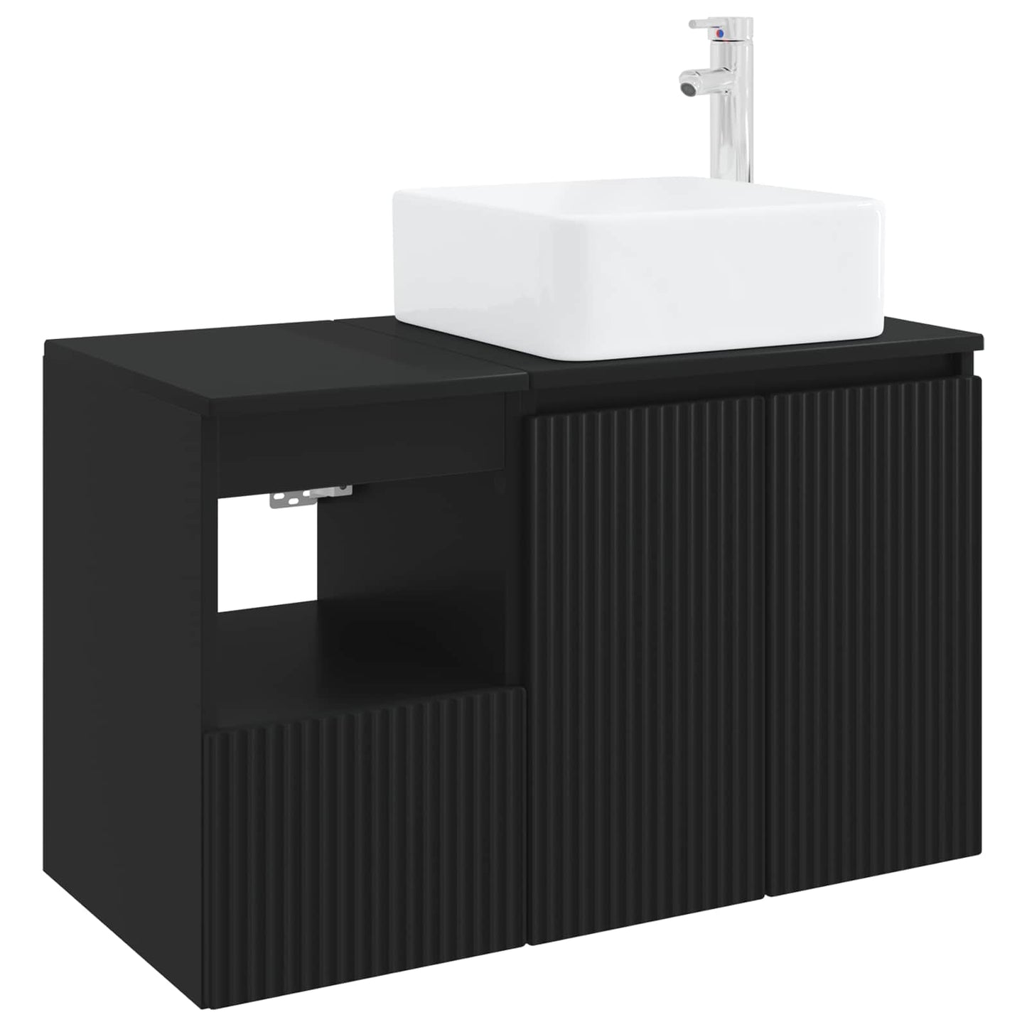 Bathroom Furniture Set 2 pcs Black Engineered Wood