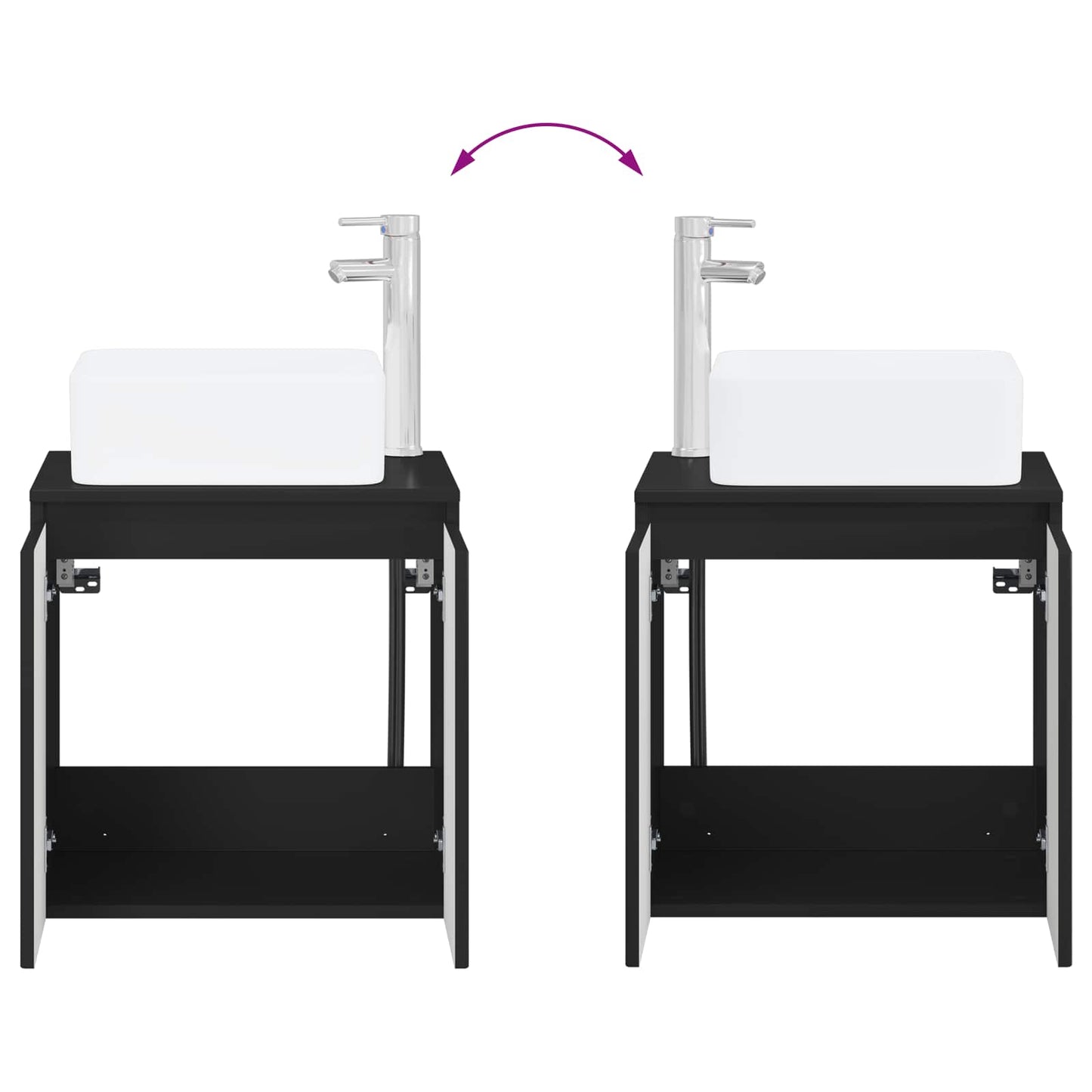 Bathroom Furniture Set 2 pcs Black Engineered Wood