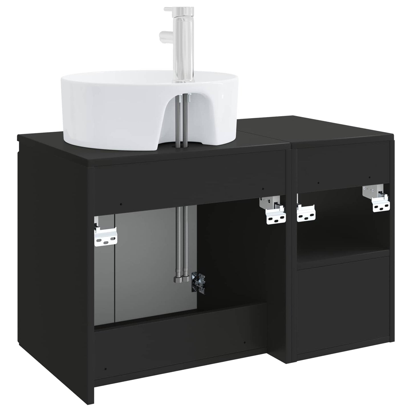 Bathroom Furniture Set 2 pcs Black Engineered Wood