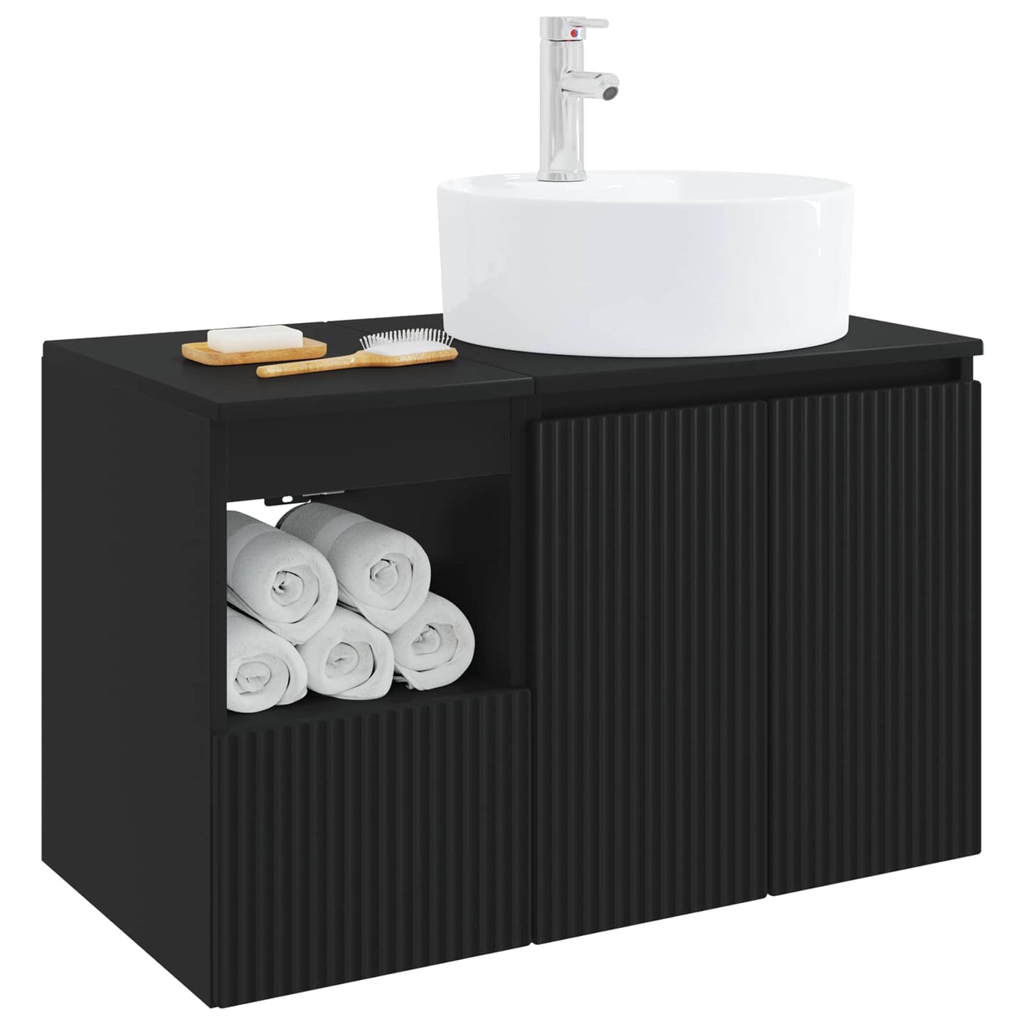 Bathroom Furniture Set 2 pcs Black Engineered Wood