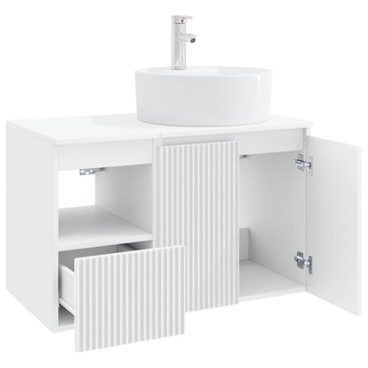 Bathroom Furniture Set 2 pcs High Gloss White Engineered Wood