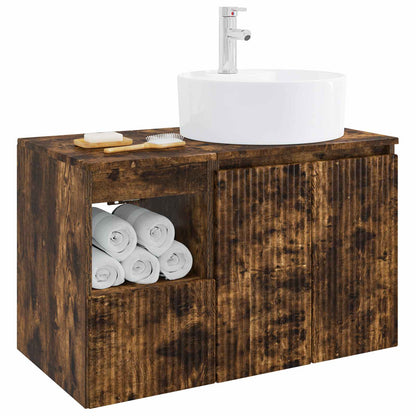 Bathroom Furniture Set 2 pcs Smoked Oak Engineered Wood