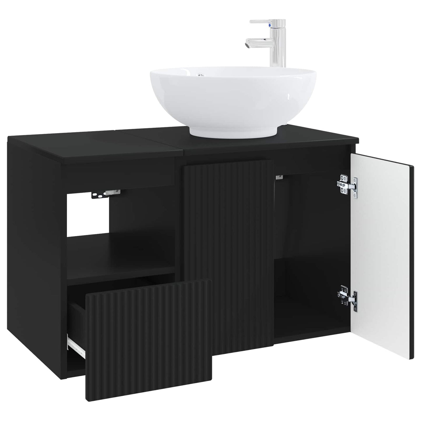 Bathroom Furniture Set 2 pcs Black Engineered Wood