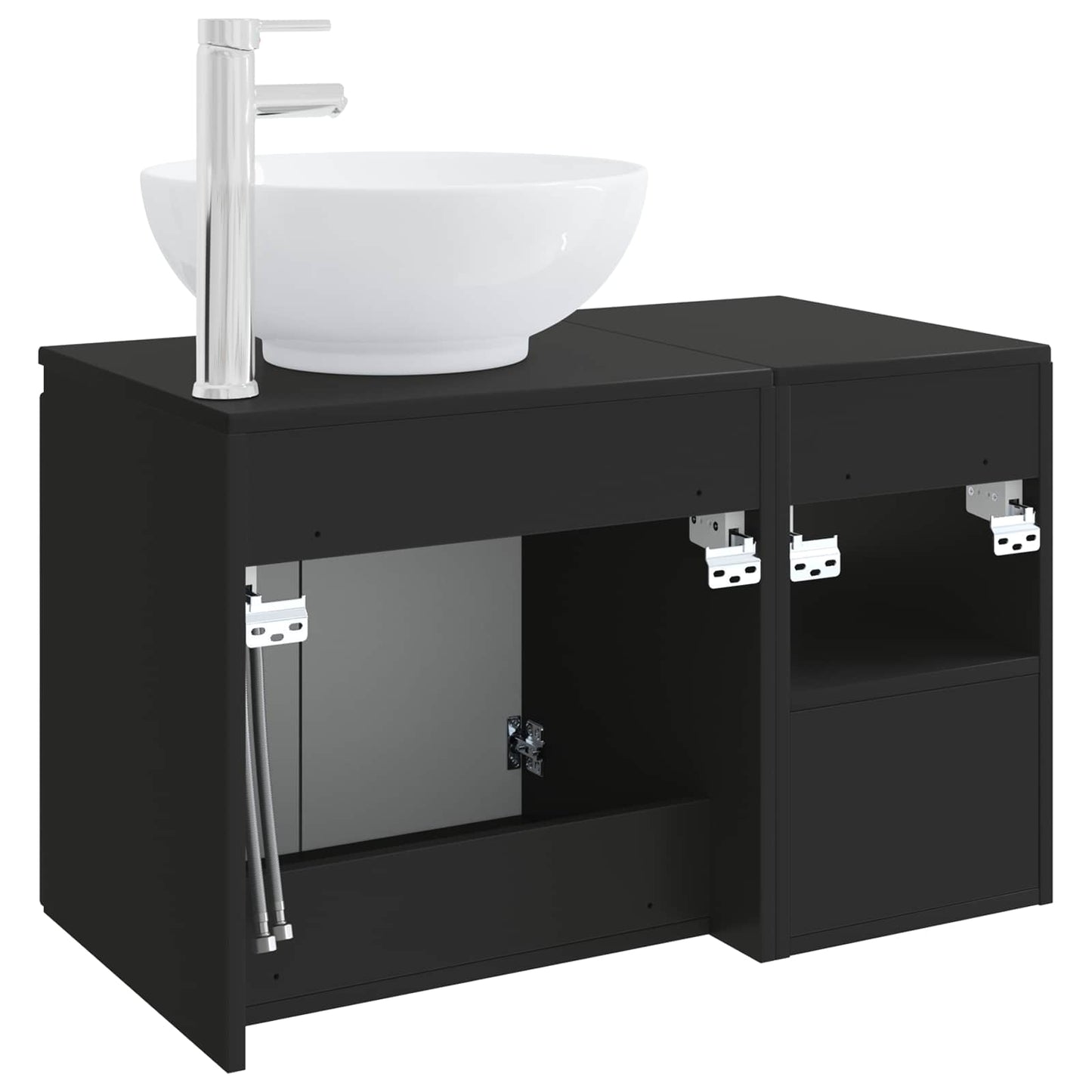 Bathroom Furniture Set 2 pcs Black Engineered Wood