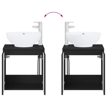 Bathroom Furniture Set 2 pcs Black Engineered Wood
