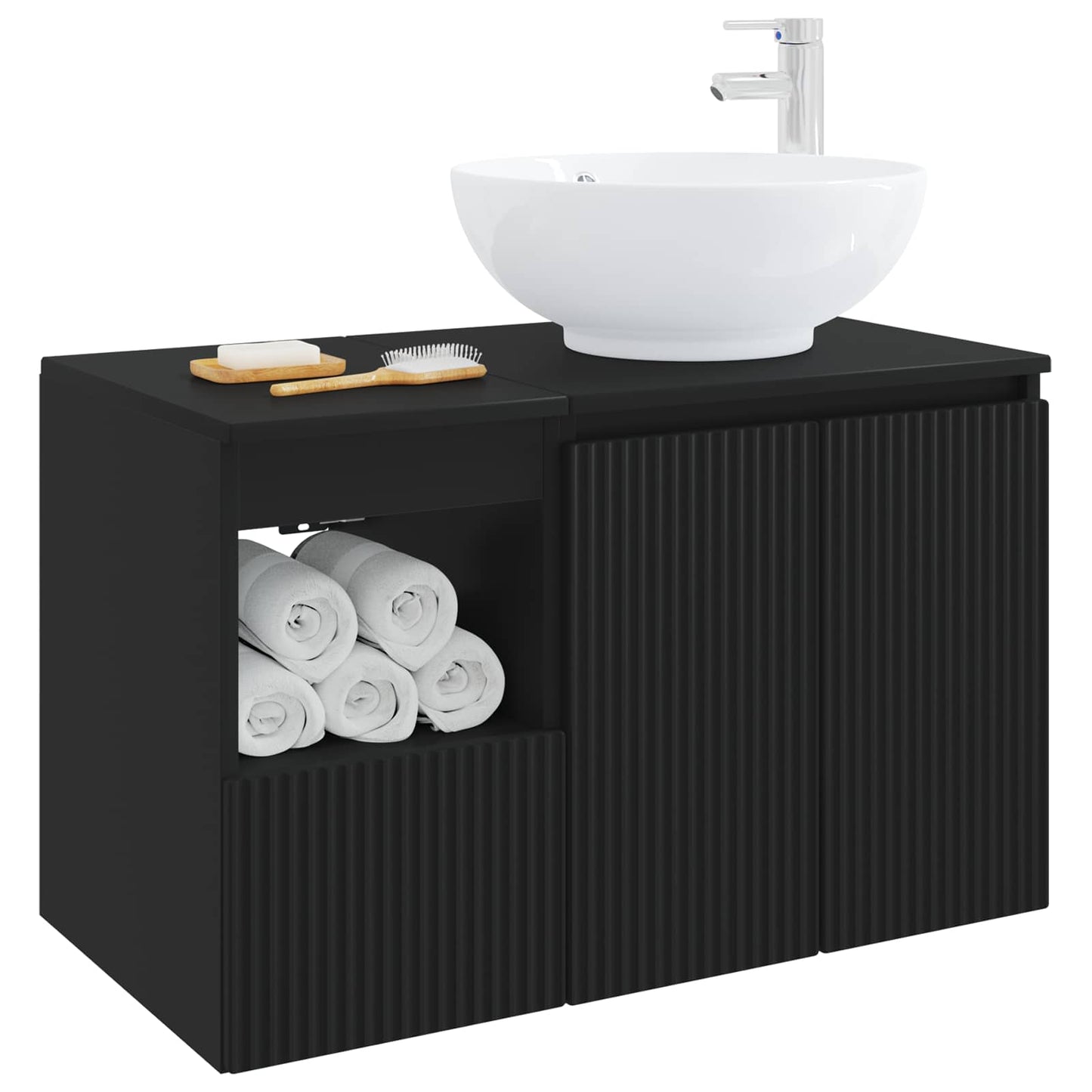Bathroom Furniture Set 2 pcs Black Engineered Wood