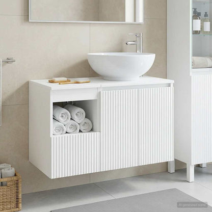 Bathroom Furniture Set 2 pcs High Gloss White Engineered Wood