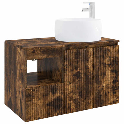 Bathroom Furniture Set 2 pcs Smoked Oak Engineered Wood