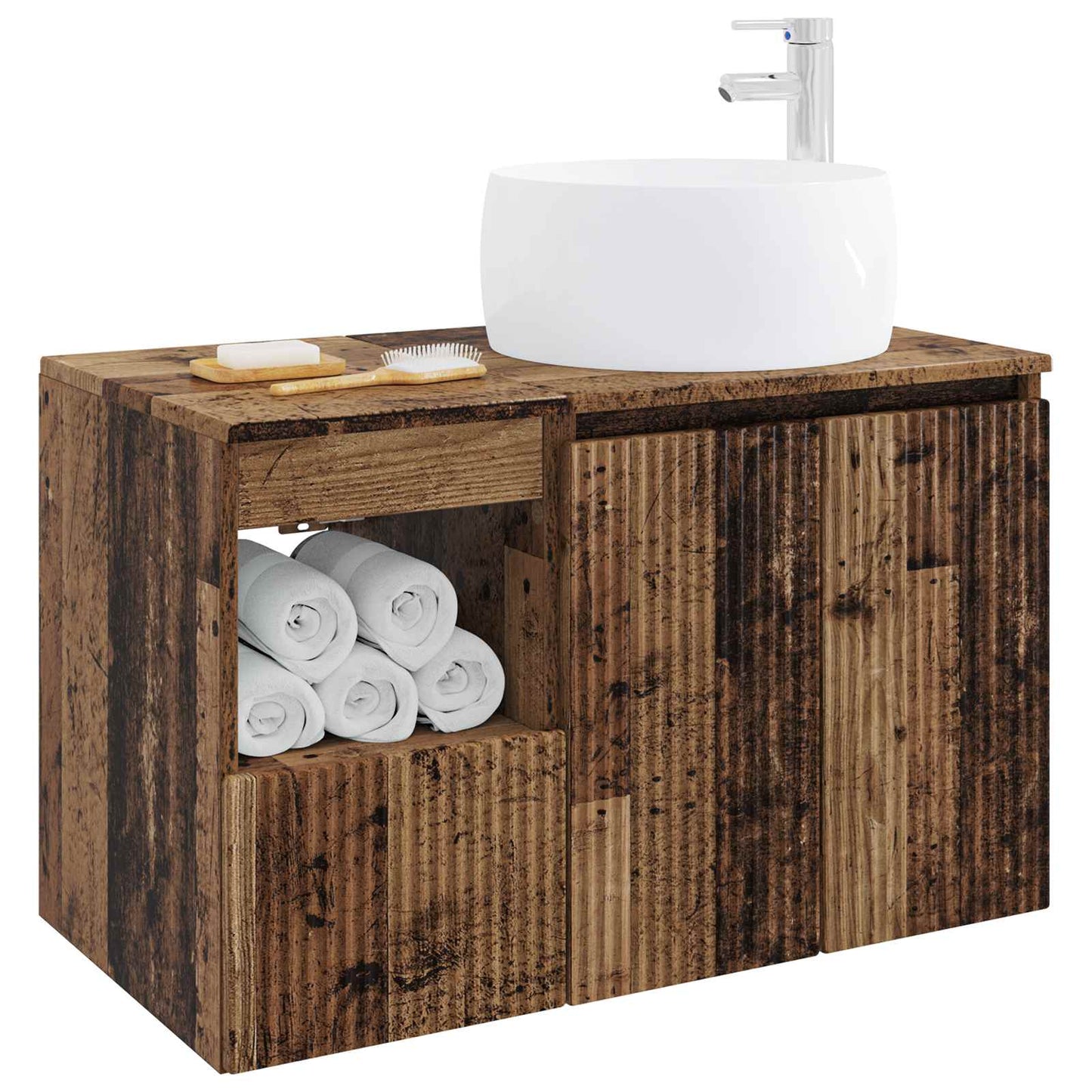 Bathroom Furniture Set 2 pcs Old Wood Engineered Wood