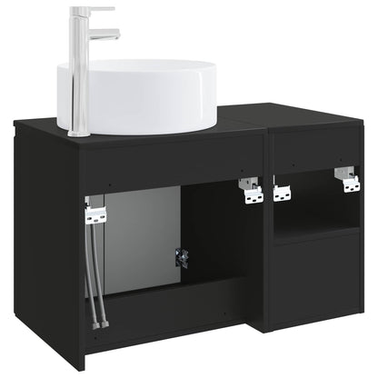 Bathroom Furniture Set 2 pcs Black Engineered Wood