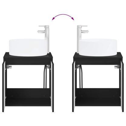 Bathroom Furniture Set 2 pcs Black Engineered Wood