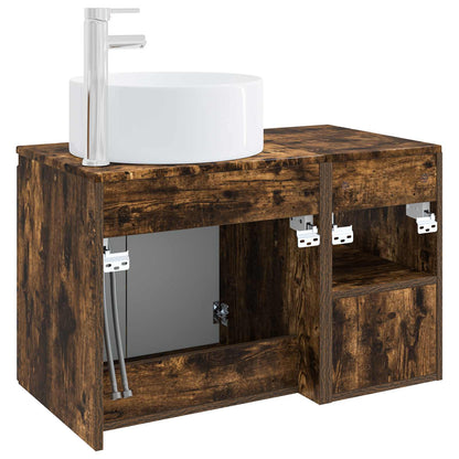Bathroom Furniture Set 2 pcs Smoked Oak Engineered Wood