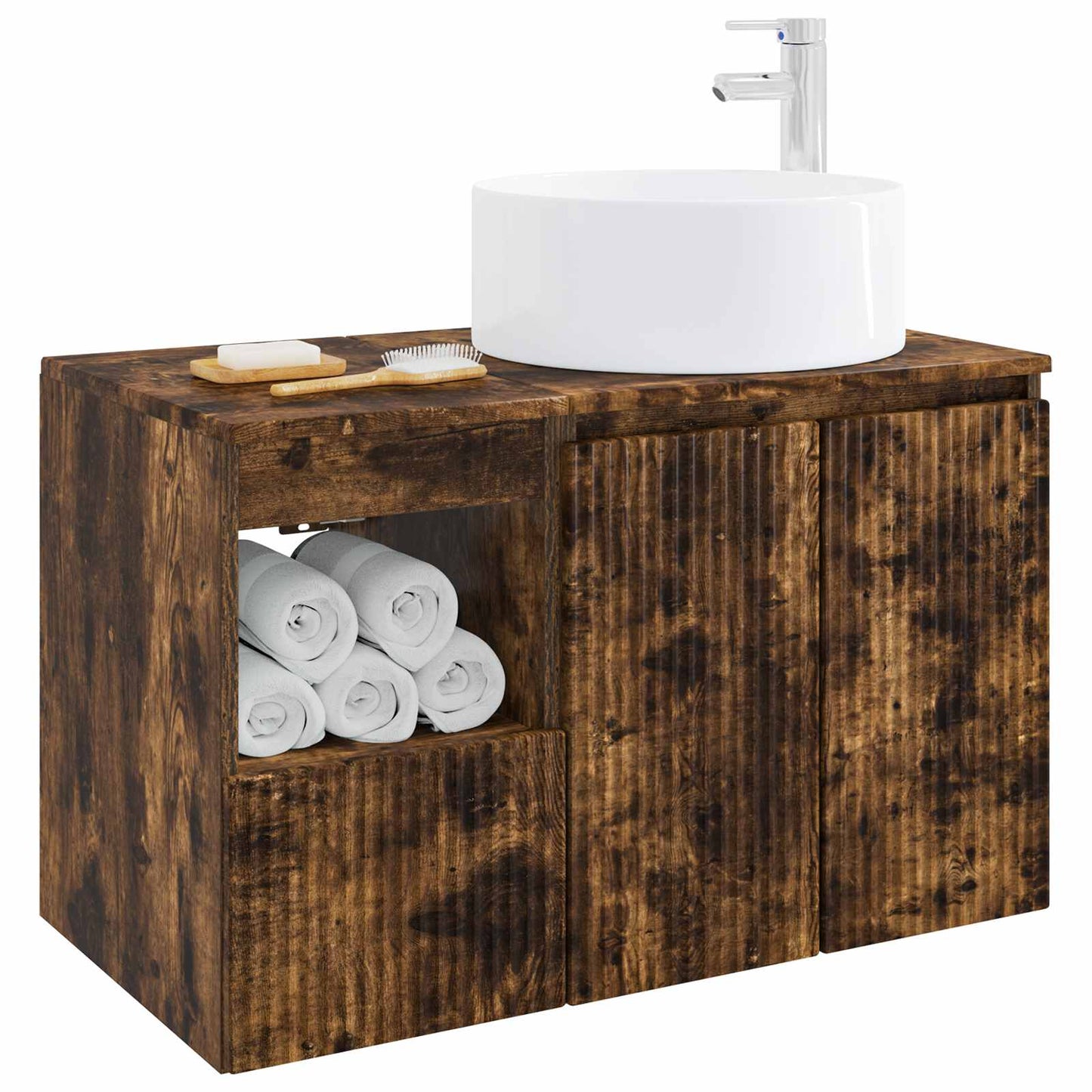 Bathroom Furniture Set 2 pcs Smoked Oak Engineered Wood