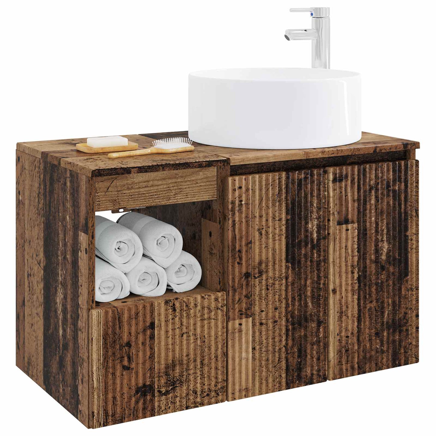 Bathroom Furniture Set 2 pcs Old Wood Engineered Wood