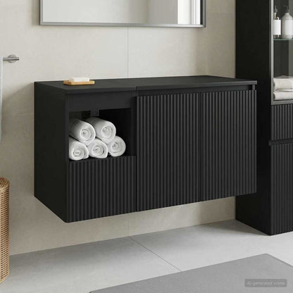 Bathroom Furniture Set 2 pcs Black Engineered Wood