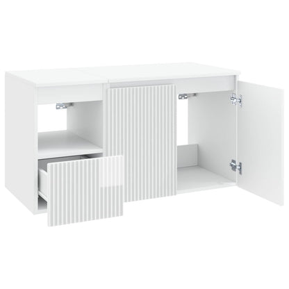 Bathroom Furniture Set 2 pcs High Gloss White Engineered Wood