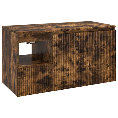 Bathroom Furniture Set 2 pcs Smoked Oak Engineered Wood
