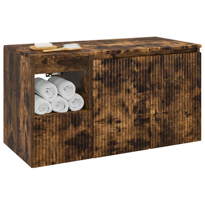 Bathroom Furniture Set 2 pcs Smoked Oak Engineered Wood