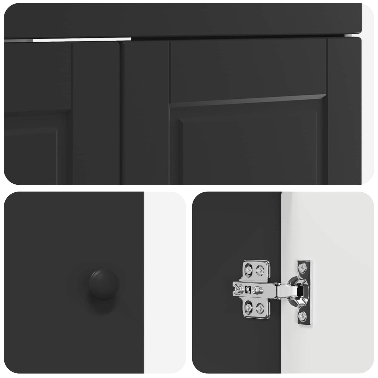 Bathroom Furniture Set Black 56 x 37.5 x 81 cm Engineered Wood