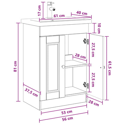 Bathroom Furniture Set Smoked Oak 56 x 37.5 x 81 cm