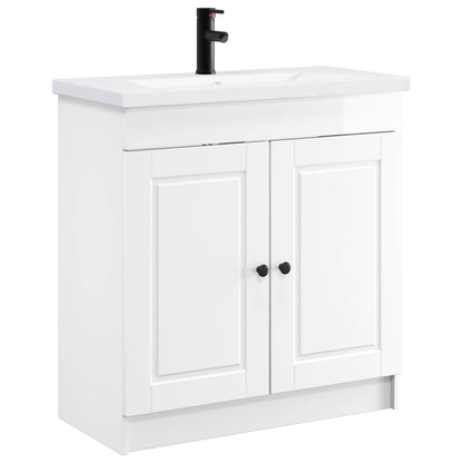 Bathroom Furniture Set High Gloss White 78.5 x 37.5 x 81 cm