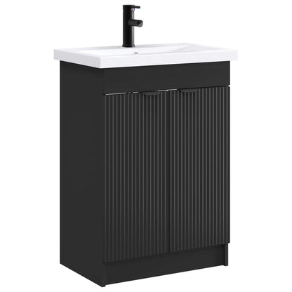 Bathroom Furniture Set Black 56 x 37.5 x 81 cm Engineered Wood