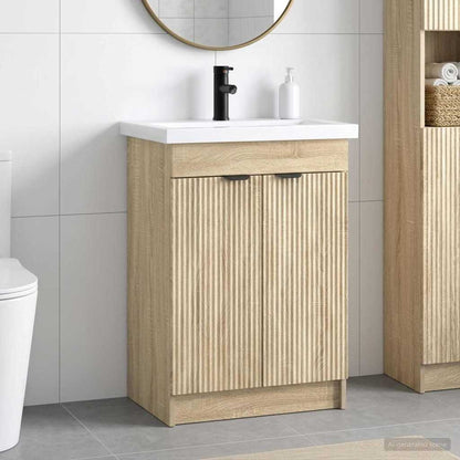 Bathroom Furniture Set Sonoma Oak 56 x 37.5 x 81 cm