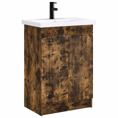 Bathroom Furniture Set Smoked Oak 56 x 37.5 x 81 cm