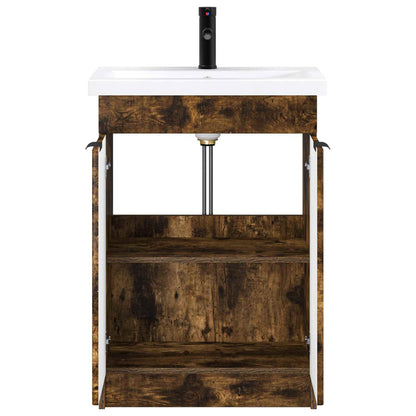 Bathroom Furniture Set Smoked Oak 56 x 37.5 x 81 cm