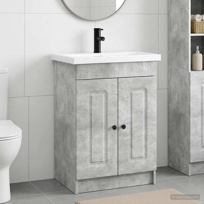 Bathroom Furniture Set Concrete Grey 56 x 37.5 x 81 cm