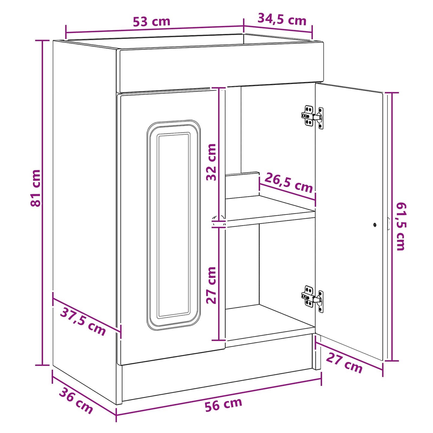 Bathroom Furniture Set Concrete Grey 56 x 37.5 x 81 cm