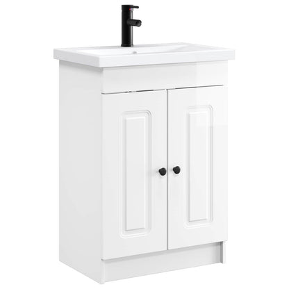 Bathroom Furniture Set High Gloss White 56 x 37.5 x 81 cm