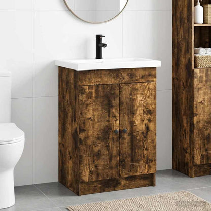 Bathroom Furniture Set Smoked Oak 56 x 37.5 x 81 cm