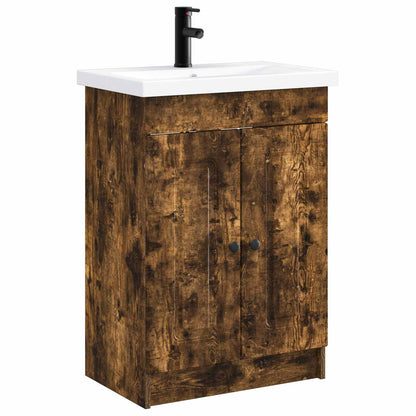 Bathroom Furniture Set Smoked Oak 56 x 37.5 x 81 cm