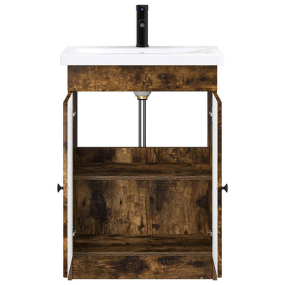 Bathroom Furniture Set Smoked Oak 56 x 37.5 x 81 cm