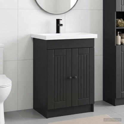 Bathroom Furniture Set Black 56 x 37.5 x 81 cm Engineered Wood