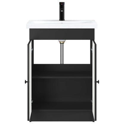 Bathroom Furniture Set Black 56 x 37.5 x 81 cm Engineered Wood