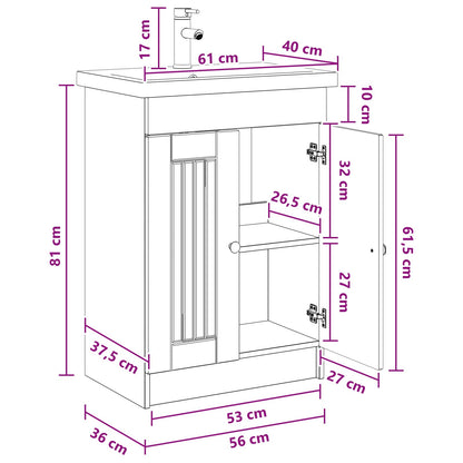 Bathroom Furniture Set Black 56 x 37.5 x 81 cm Engineered Wood