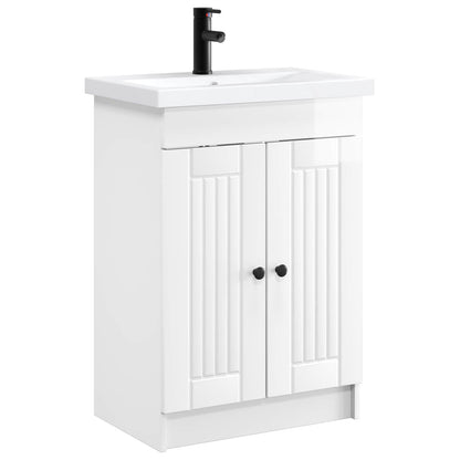 Bathroom Furniture Set High Gloss White 56 x 37.5 x 81 cm