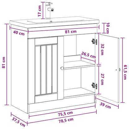 Bathroom Furniture Set Black 78.5 x 37.5 x 81 cm