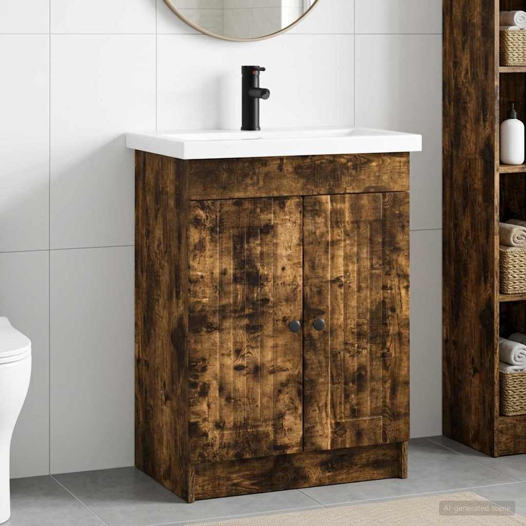 Bathroom Furniture Set Smoked Oak 78.5 x 37.5 x 81 cm