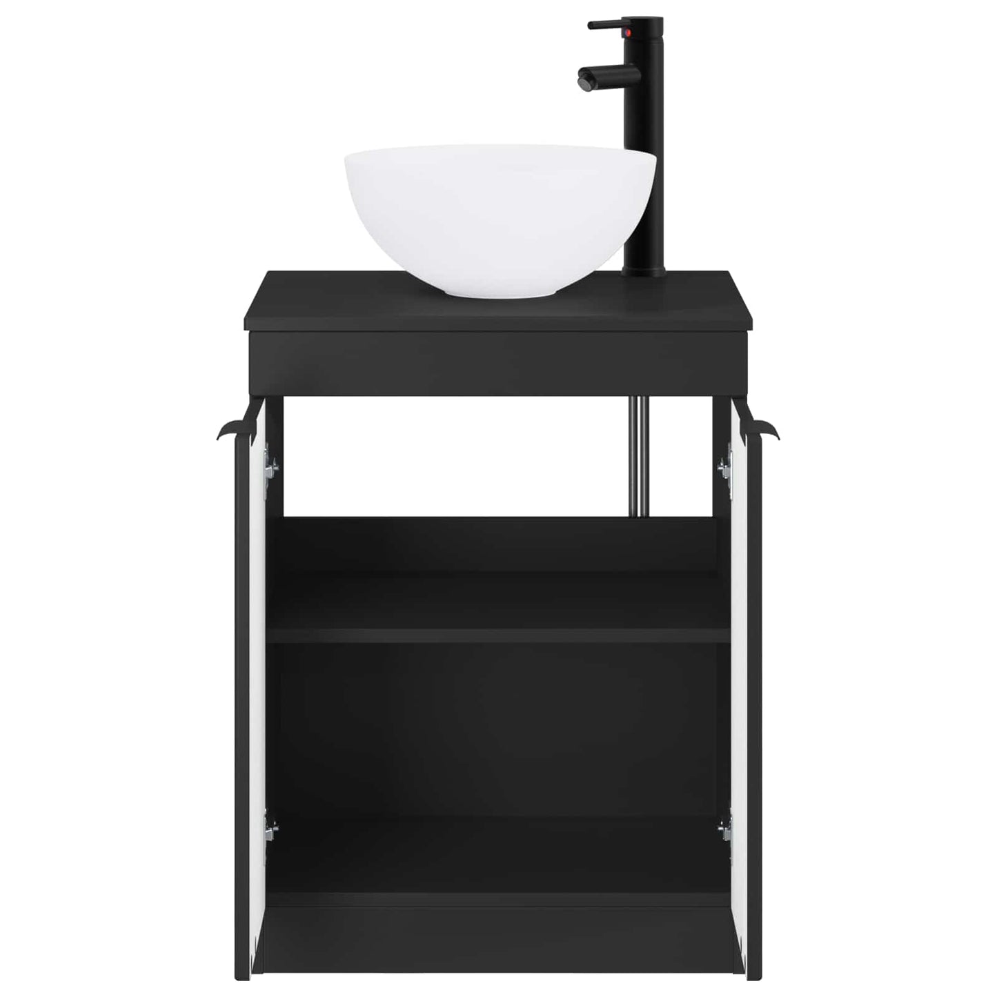 Bathroom Furniture Set Black Engineered Wood