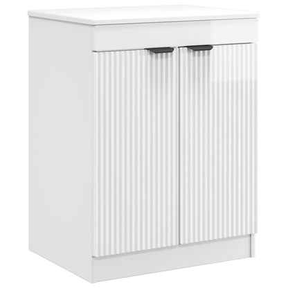 Bathroom Furniture Set High Gloss White Engineered Wood