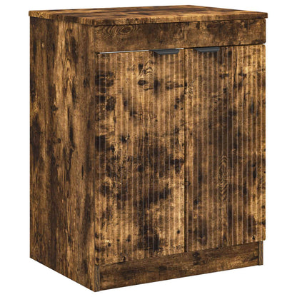 Bathroom Furniture Set Smoked Oak Engineered Wood